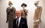 FILE PHOTO: French fashion designer Pierre Cardin poses in front of his 1954-1956-1957 fashion creations in his museum called 'Past-Present-Future' in Paris November 12, 2014. REUTERS/Charles Platiau/File Photo