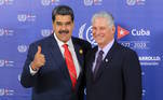 Maduro também se encontrou e posou para fotos com o ditador de Cuba, MiguelDiaz-Canel