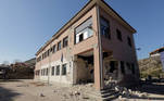 View of a damaged primary school following an earthquake in the village of Damasi, in central Greece, March 3, 2021. REUTERS/Thanos Floulis