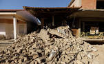 A view of a damaged house following an earthquake in the village of Damasi, in central Greece, March 3, 2021. REUTERS/Thanos Floulis