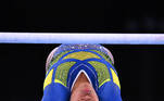 Tokyo 2020 Olympics - Gymnastics - Artistic - Women's Individual All-Around - Final - Ariake Gymnastics Centre, Tokyo, Japan - July 29, 2021. Rebeca Andrade of Brazil in action on the uneven bars REUTERS/Dylan Martinez