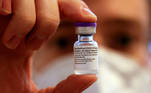A vial with the Pfizer-BioNTech coronavirus disease (COVID-19) vaccine is shown at Havelhoehe community hospital in Berlin, Germany, January 14, 2021. REUTERS/Fabrizio Bensch