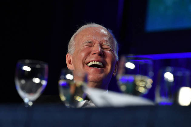 US President Joe Biden laughs during the White House Correspondents’ Association gala at the Washington Hilton Hotel in Washington, DC, on April 30, 2022. Nicholas Kamm / AFP 