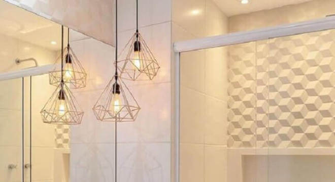 revestimento 3d para banheiro branco planejado