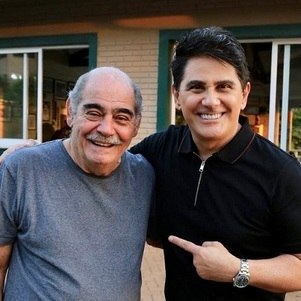 Rivellino e Cesar Filho na gravação em Vinhedo