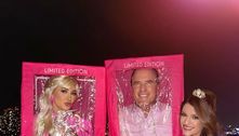 Ana Paula Siebert e Roberto Justus se fantasiam de Barbie e Ken