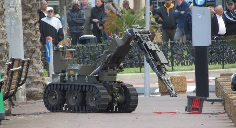 Um robô usado em uma ação por policiais de Israel