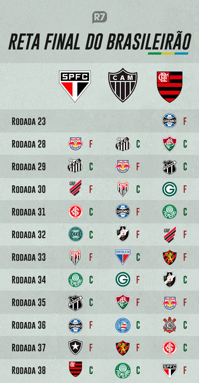 Quantos pontos cada clube tinha após 13 Partidas do Brasileirão quando  Levaram o título pela última vez. : r/futebol