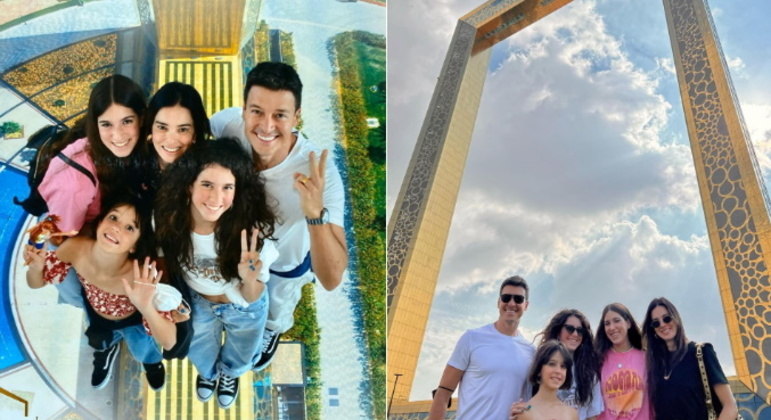 A família esteve no Dubai Frame, prédio em formato de porta-retrato que virou uma das atrações mais visitadas da cidade. 