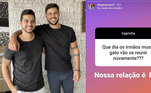 Na caixinha de perguntas aberta, um seguidor quis saber quando Diogo se encontraria com Rodrigo e o outro irmão, Rafael Mussi: 'Nossa relação é EAD', escreveu ele sobre a distância entre a famíliaLeia também: Rodrigo Mussi mostra Viih Tube e Eliezer juntos: 'Sou maria fifi'