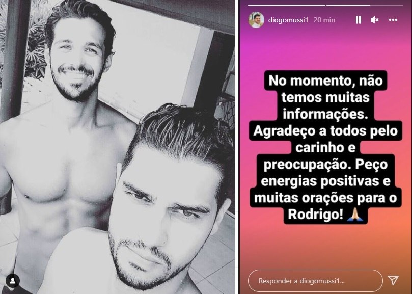 Diogo Mussi postou mensagem pedindo orações para o irmão Rodrigo