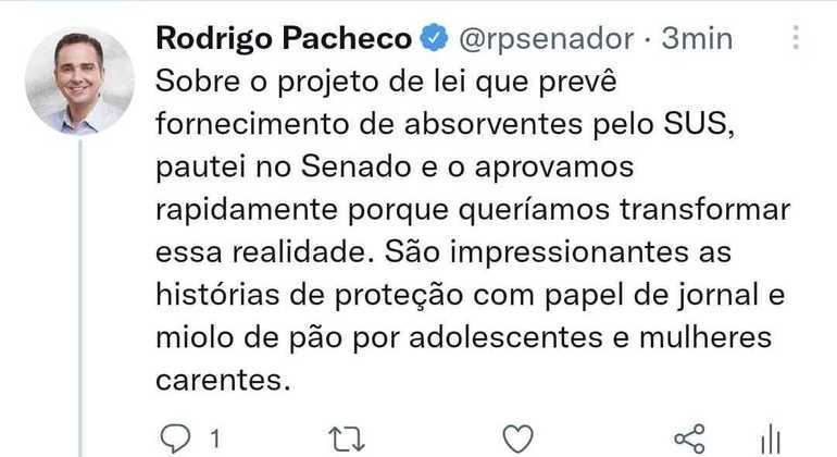 Pacheco lembra de rápida tramitação no Senado 