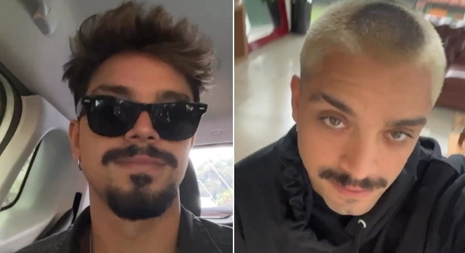 Antes e depois da transformação do ator Rodrigo Simas
