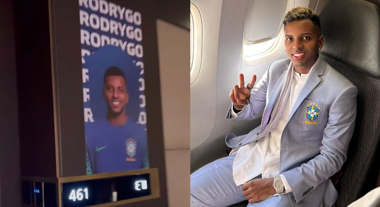 A porta dos quartos também é personalizada, como mostra o atacante Rodrygo