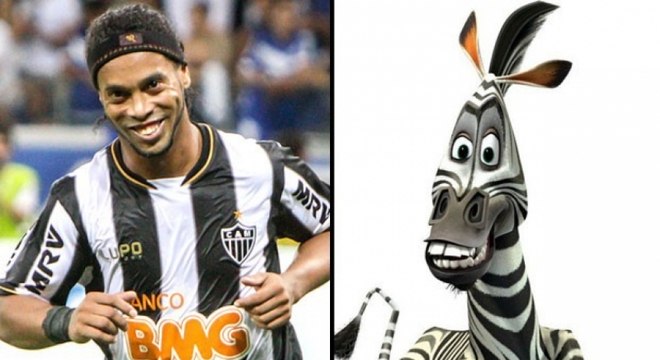 Ronaldinho Gaúcho e Martin, personagem de 'Madagascar'