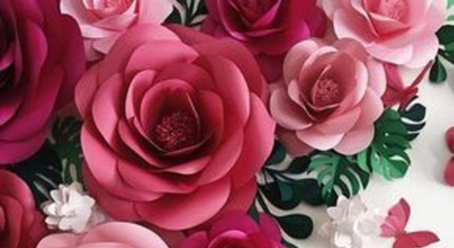 rosas de papel - flores gigantes rosas 