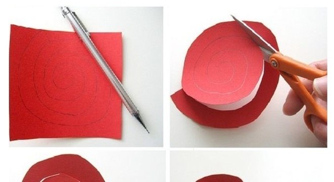 rosas de papel - rosa simples sendo feita 