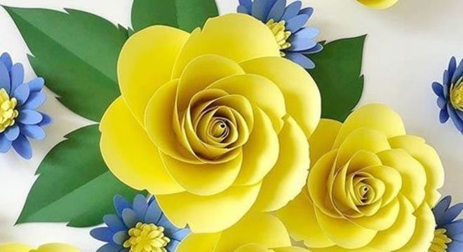 rosas de papel - rosas de papel amarelo 