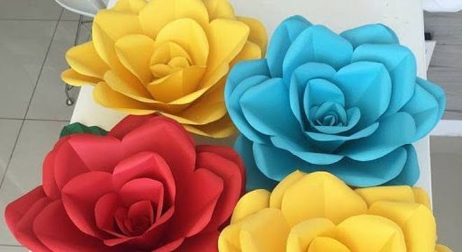 rosas de papel - rosas de papel coloridas e grandes 