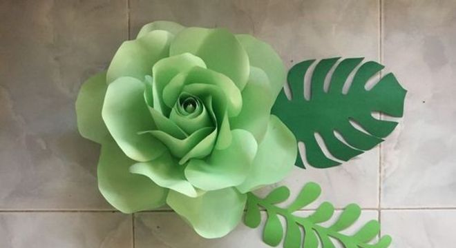 rosas de papel - rosas verdes de papel 