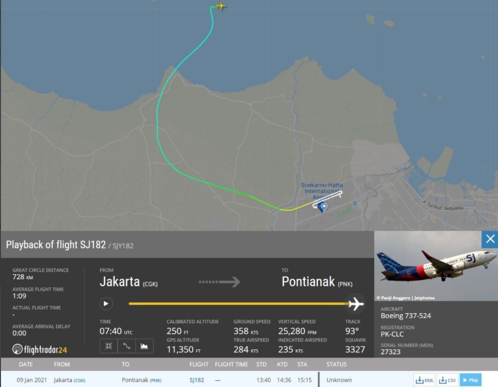 Imagem mostra a rota que a aeronave fez antes de perder contato com a torre de controle