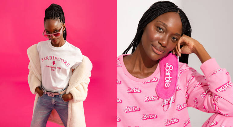 Fechando a seleção das fast fashions, a C&A também não decepcionou no quesito Barbiecore, e fez uma coleção-cápsula inspirada na boneca. São pijamas, meias e acessórios incríveis para fazer você entrar no modo cor-de-rosa