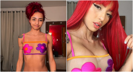 Ruivinha de Marte antes e depois de colocar silicone
