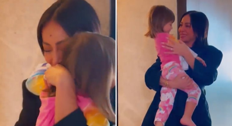 Sabrina Sato chora ao reencontrar a filha após Semana de Moda de Paris