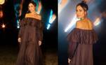 O 'sabadão' combina perfeitamente com um look despojado, não é mesmo? Foi por isso que Sabrina Sato escolheu um vestido longo e confortável para comandar mais uma festa da Ilha Record. Para complementar o look, a musa optou por um coque moderno e brincos chamativos que deram um toque poderoso para a produção