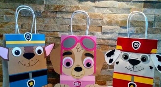 Sacolinhas personalizadas com os personagens da patrulha canina