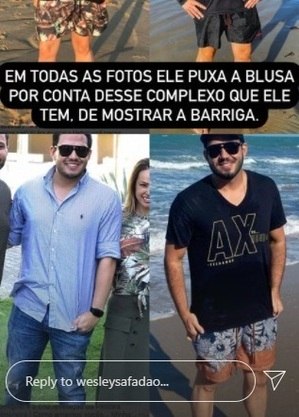 Safadão postou fotos para mostrar que o amigo costuma abaixar a camiseta