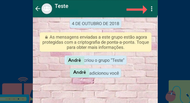 Abra o WhatsApp e selecione o grupo que queira sair. Toque nos três pontos do canto superior direto da tela para abrir as opçõesLeia também: Aprenda como excluir mensagens enviadas pelo Messenger