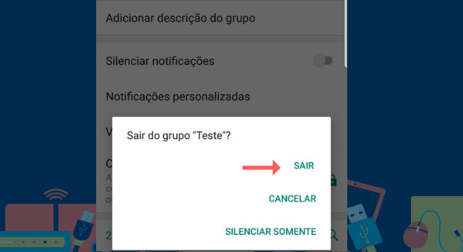 Confirme a saída do grupo no aplicativo para ser removida de vez. Caso a pessoa seja adicionada novamente ao grupo será necessário repetir o processo de saída uma vez maisLeia também: Aprenda como criar os próprios GIFs com a câmera do WhatsApp