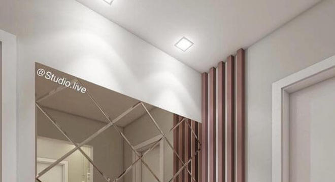 Sala de estar com mini geladeira retrô branca no aparador