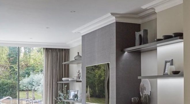 sanca de isopor - sala de estar com lareira 