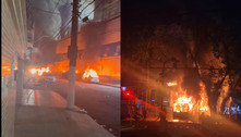 Torcedores do Santos ateiam fogo em carros e ônibus