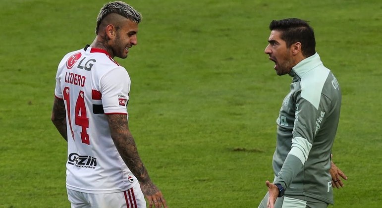 Liziero e Abel Ferreira. Rivalidade entre São Paulo e Palmeiras sempre foi à flor da pele