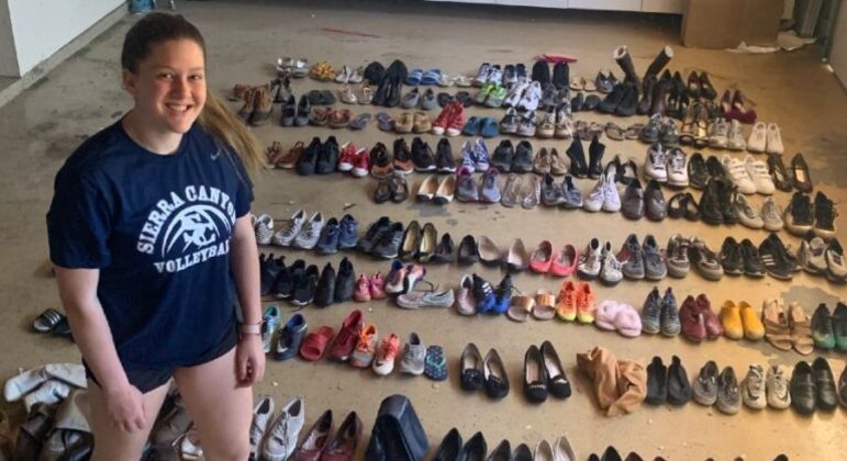 Desde os 13 anos ela arrecada calçados para sem-teto