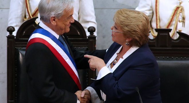 O atual presidente do Chile, Sebastián Piñera e a ex-presidente Michelle Bachelet