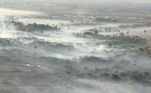 Tempo seco deixa céu de Brasília coberto por cortina de fumaça