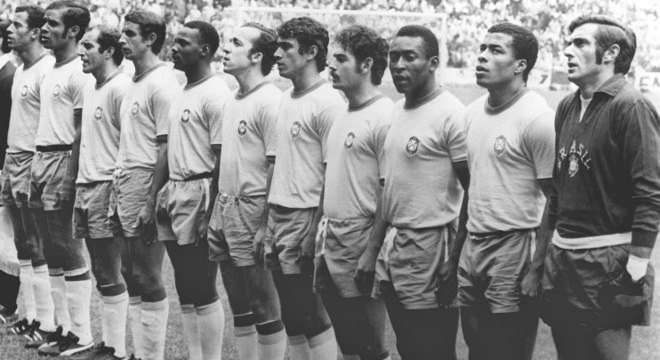 Goleiro Félix (à direita) na final da Copa do Mundo de 1970 no México