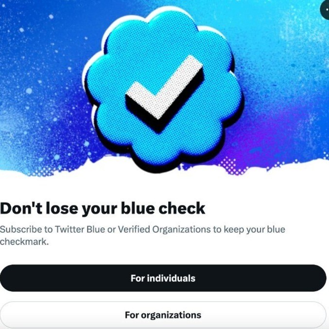 Mensagem orienta perfis verificados a assinarem planos pagos