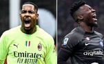 Maignan X OnanaCada uma das equipes conta com verdadeiros guardiões do gol. De um lado, o francês de 1,91 m soma 23 jogos na temporada com a camisa do Milan, sendo 9 sem sofrer gols. Do outro lado, o camaronês está fazendo uma excelente primeira temporada com a Inter: são 36 jogos e 17 partidas sem gols. Com o clube, o goleirão também já conquistou a Supertaça da Itália, após vencer o Milan por 3 a 0