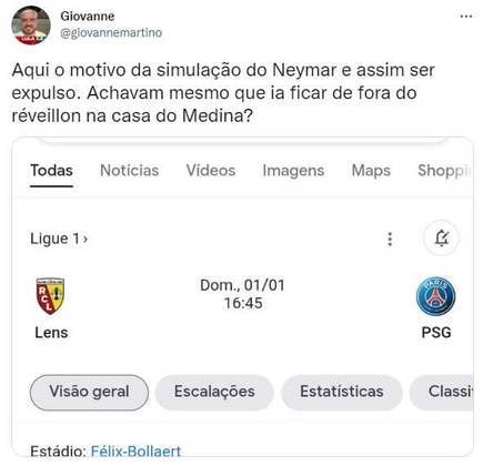 Será que vem para o Brasil? Web brinca com possível presença de Neymar em eventos de Ano Novo após expulsão em partida do PSG.