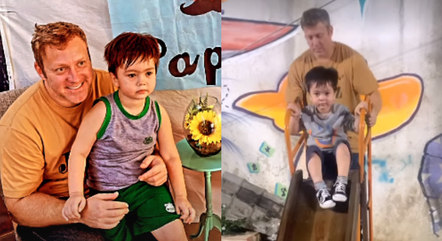 Sérgio Hondjakoff comemora Dia dos Pais com filho de 3 anos
