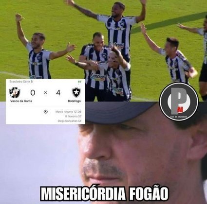 Série B do Brasileirão: torcedores fazem memes com goleada do Botafogo diante do Vasco da Gama, em São Januário.