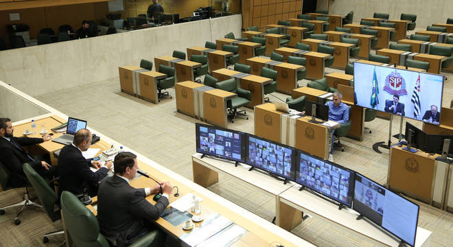 Na imagem, sessão virtual da Alesp (Assembleia Legislativa de São Paulo)
