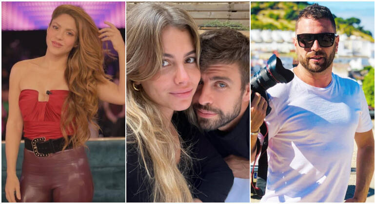 Shakira (à esq.), Clara e Piqué (centro) e Jordi Martín (à dir.)