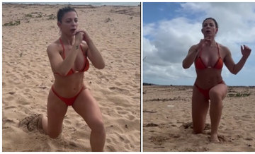 Sheila Mello treina na praia durante as férias (Fotos de Reprodução/Instagram)