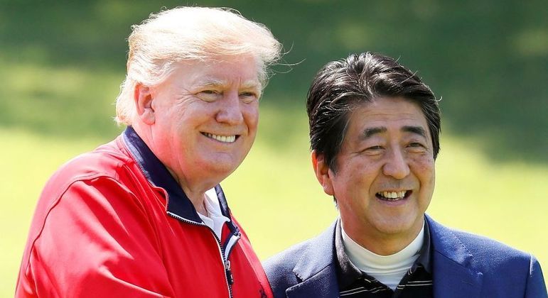 Abe se encontrou com Donald Trump em 2019, no Country Club de Shiba, no Japão